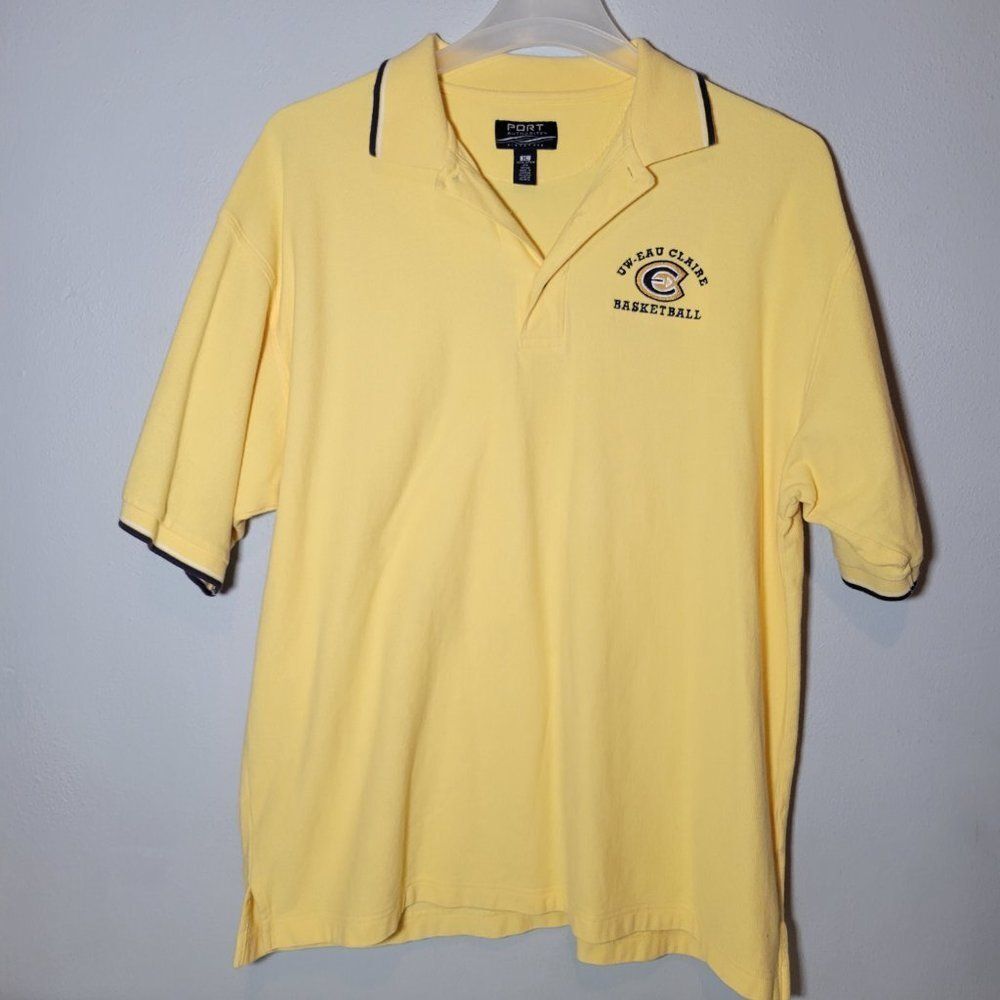 UW Eau Claire Basketball Polo Shirt Size XL Yellow Short Sleeve